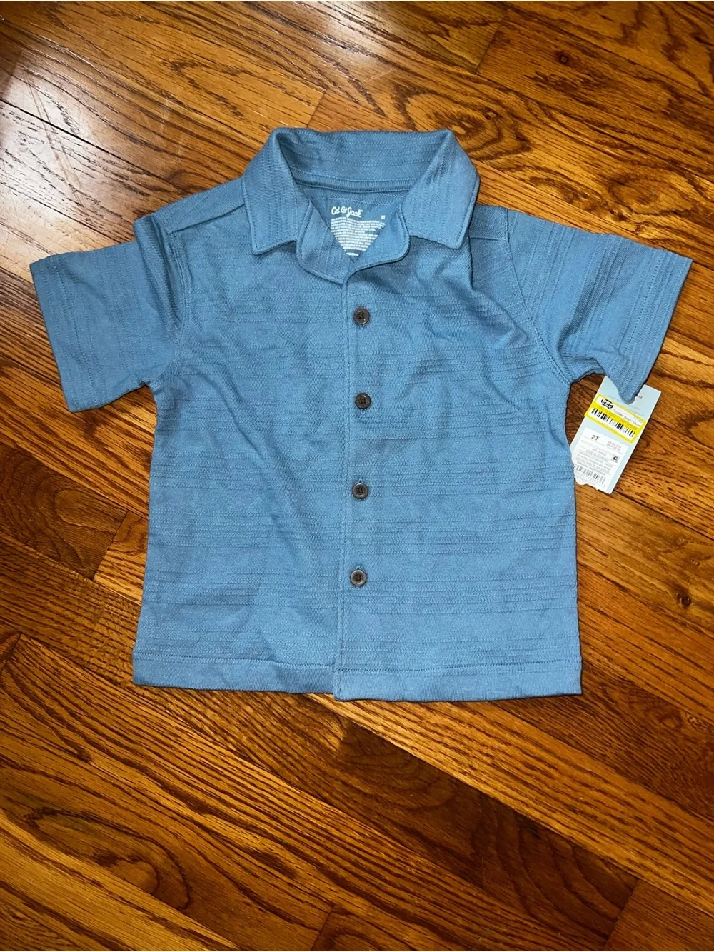 Cat & Jack Toddler Boys' Short Sleeve Button-Down Shirt - Blue 2T - NWT